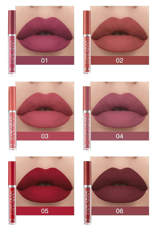 6Pcs Matte Liquid Lipstick Set, Waterproof Non Stick Cup Lip Gloss (Set A)