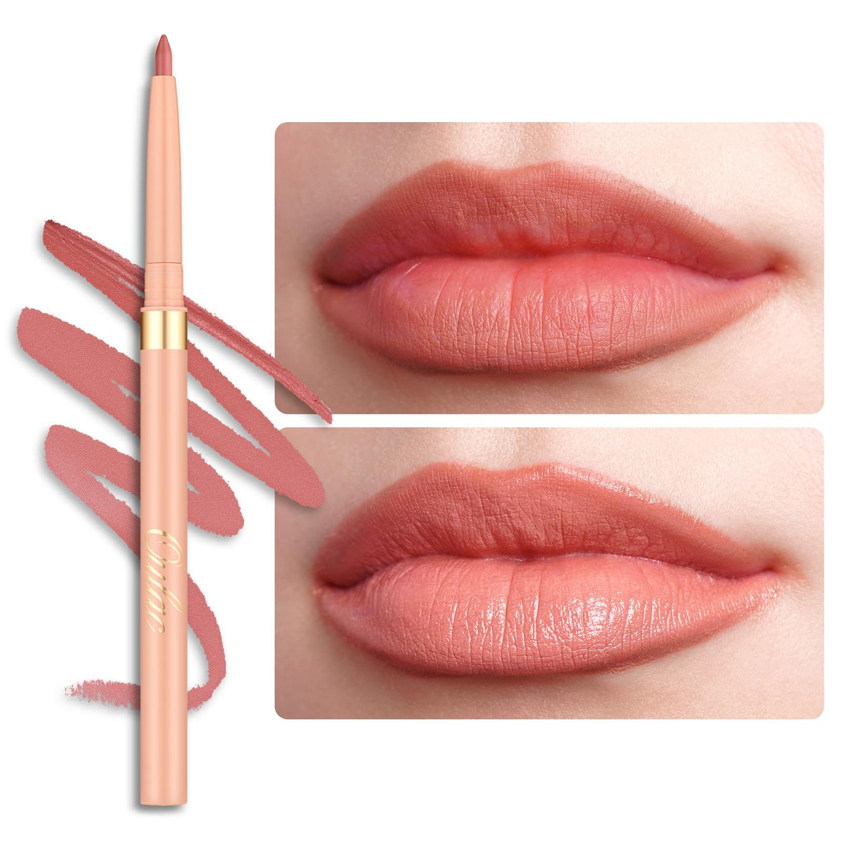 Oulac Brown Lip Liner Pencil, 2in1 Retractable Makup Crayon for Lipliner and Eyeliner, Highly Pigmented, Smooth, Long Lasting and Waterproof Formula, Vegan Beauty, 03 Teddy