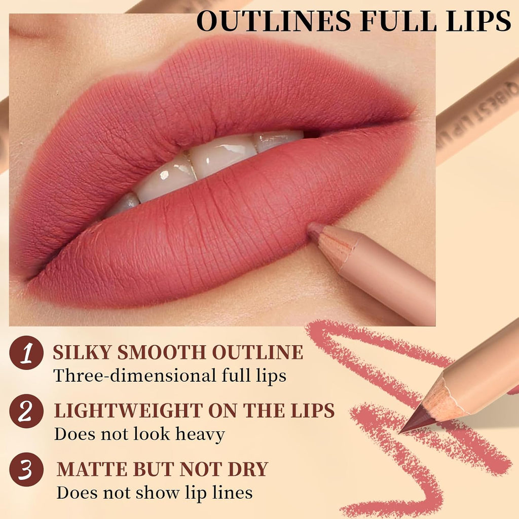 QiBest 12Pcs Creamy Lipstick Lip Liner Set, Pigmented Liner Pencils with Fine Tip for Shaping & Sculpting Lips, Matte Lipliner Lipsticvks Pack Makeup Gift Kit for Women & Girls, Long Lasting for 24hrs