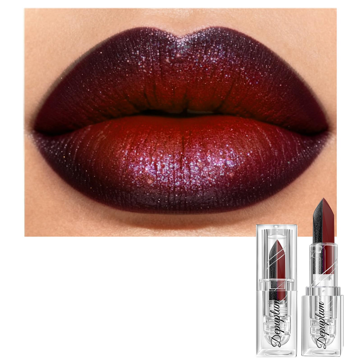 Depuplum Black Lipstick Glitter Red Lipstick Ombre Lips Dual Tone