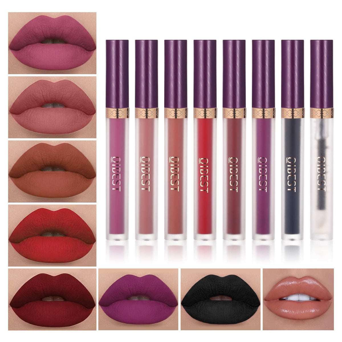 QiBest 12Pcs Creamy Lipstick Lip Liner Set, Pigmented Liner Pencils with Fine Tip for Shaping & Sculpting Lips, Matte Lipliner Lipsticvks Pack Makeup Gift Kit for Women & Girls, Long Lasting for 24hrs