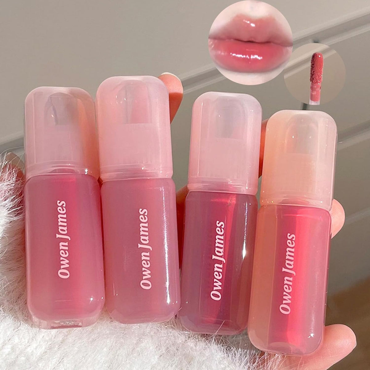 4PCS Hydrating Lip Gloss Set, High Shine Glass Finish Korean Lip Glaze