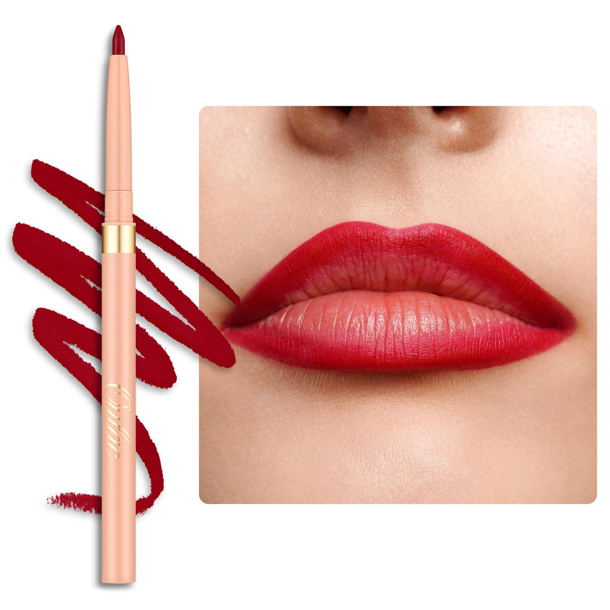 Oulac Brown Lip Liner Pencil, 2in1 Retractable Makup Crayon for Lipliner and Eyeliner, Highly Pigmented, Smooth, Long Lasting and Waterproof Formula, Vegan Beauty, 03 Teddy