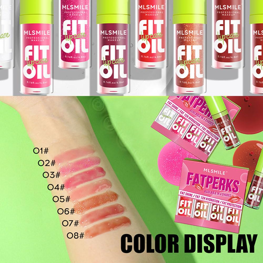 8 Colors Lip Oil Lip Glaze, Soft Brush Head Hydrating Lip Glow Oil,Shiny Transparent Lip Gloss Plumping,Long Lasting Nourishing Non-sticky Fresh Clear Smooth Lip Care (Set A＋B)