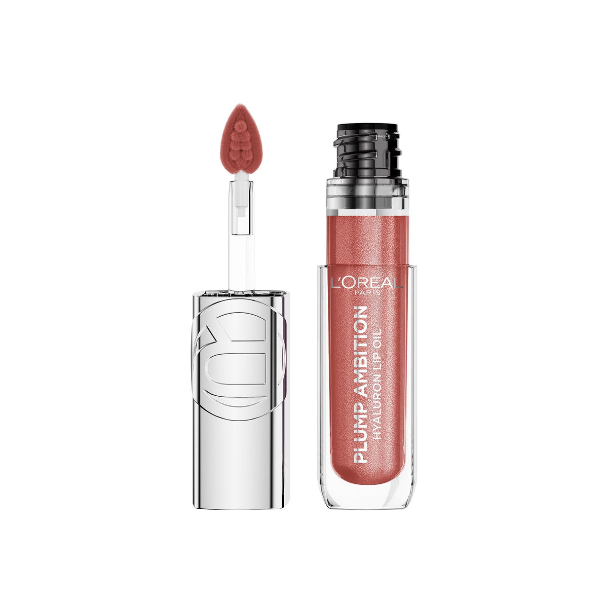 L'Oreal Paris Plump Ambition Hyaluron Lip Oil, 24 HR Lip Gloss with Hyaluronic Acid, Volumizing Formula with Glass-Like Shine, Cristal Clear 101, 0.16 Fl Oz