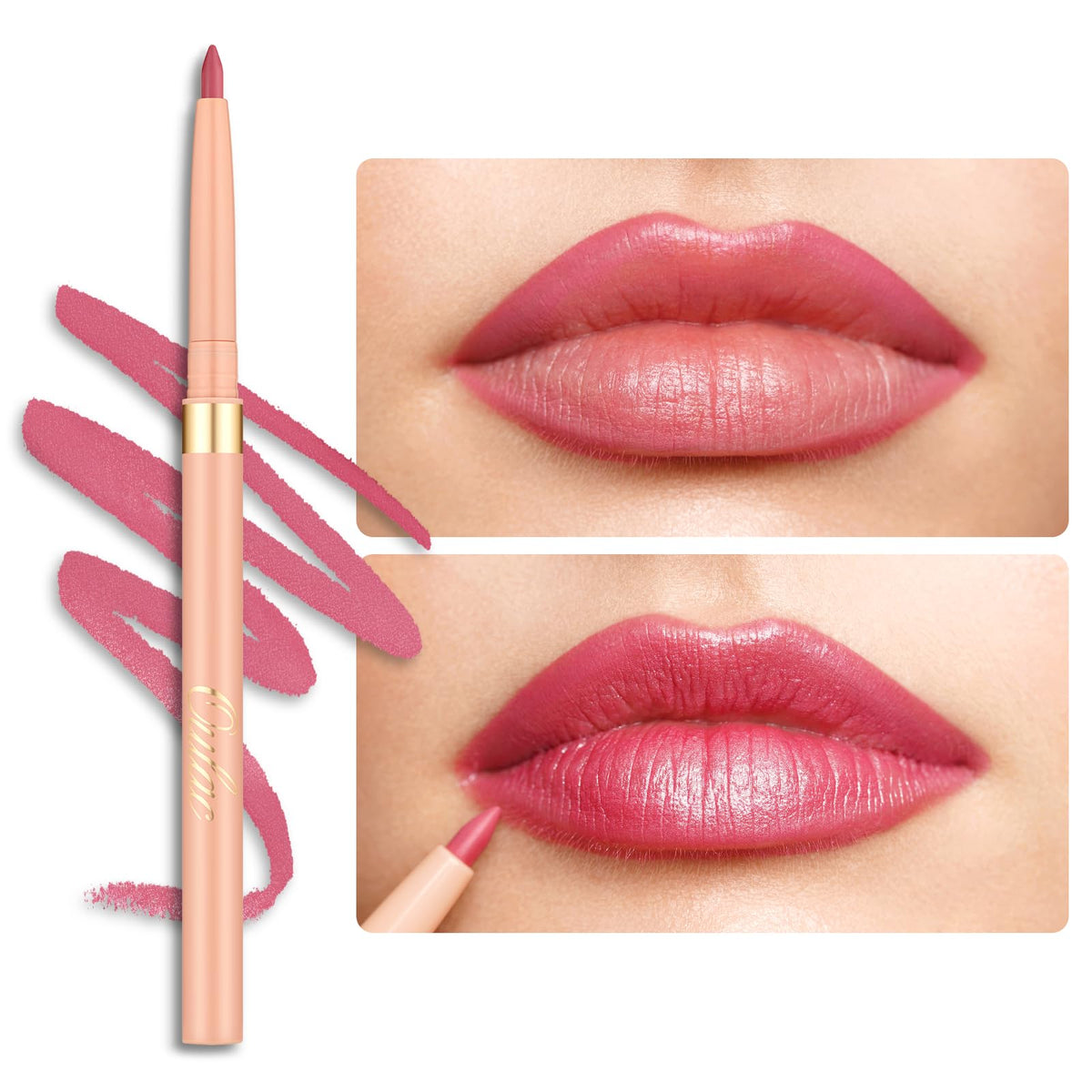 Oulac Brown Lip Liner Pencil, 2in1 Retractable Makup Crayon for Lipliner and Eyeliner, Highly Pigmented, Smooth, Long Lasting and Waterproof Formula, Vegan Beauty, 03 Teddy