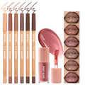Nude Pink－Rosy Lip Liner Set with Glossy Lip Glaze, Lip Combo Kit with Natural Shades, Matte Lip Liner Pencil, High Pigment, Waterproof, Long Lasting, Moisturizing, Smooth for Lip Contouring