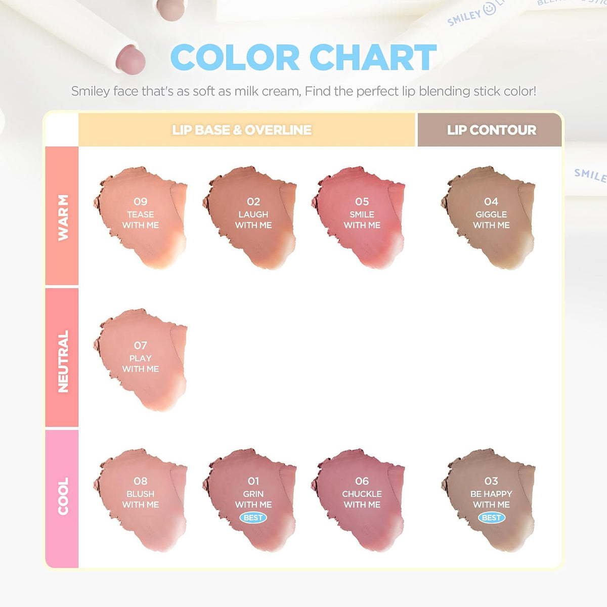 lilybyred Smiley Lip Blending Stick | Korean 3-in-1 Lip Liner, Natural Lip Contour & Definition, Velvety Matte Finish, Soft Blur Effect, Smooth Glide, Easy to Blend, 0.028 oz (03 Be Happy with me)