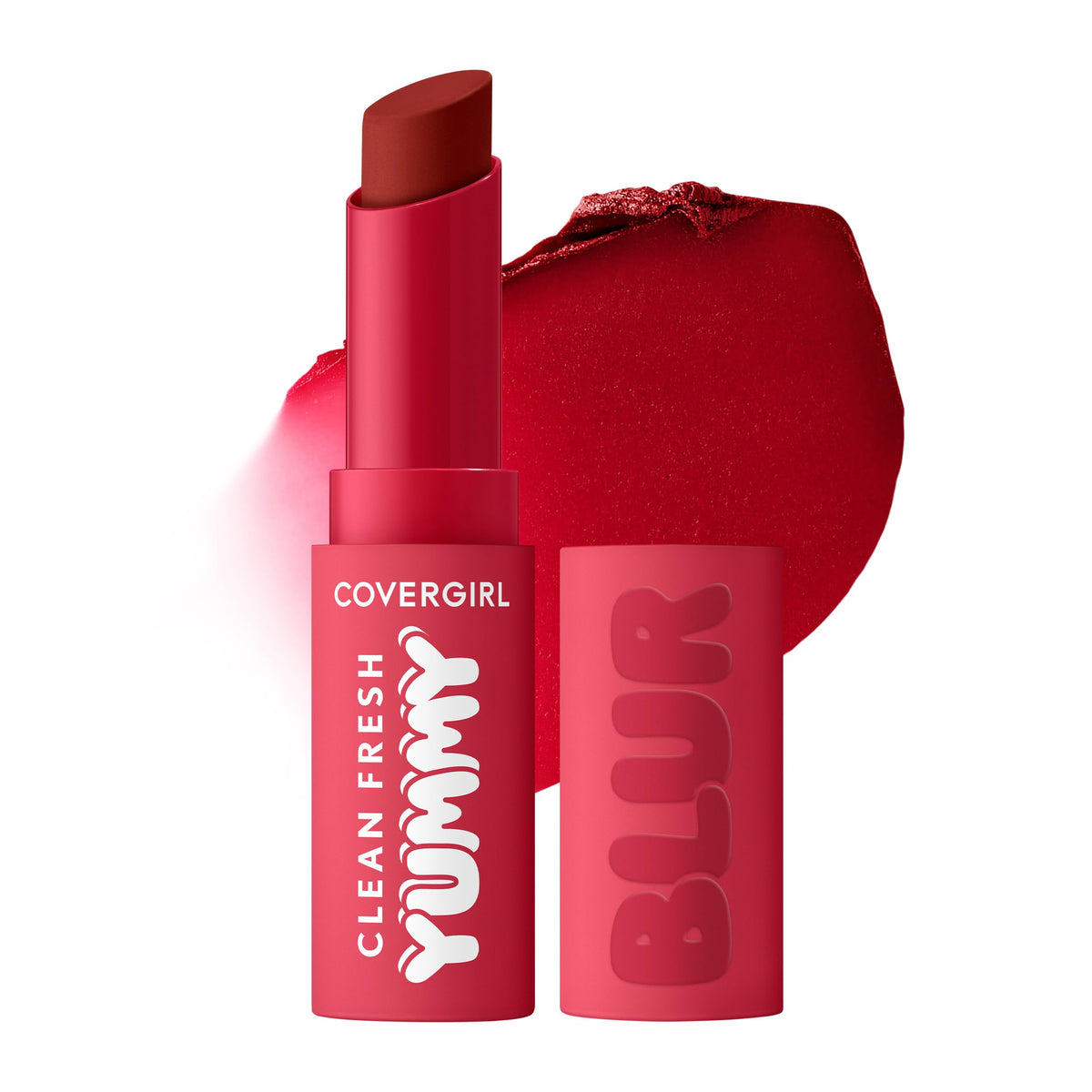 COVERGIRL Clean Fresh Yummy Blur Lipstick, Blurring Effect, Matte Lip Color, Fresh Pear Flavored, Vegan Formula - 180 Hunny Blur (Deep Plum)