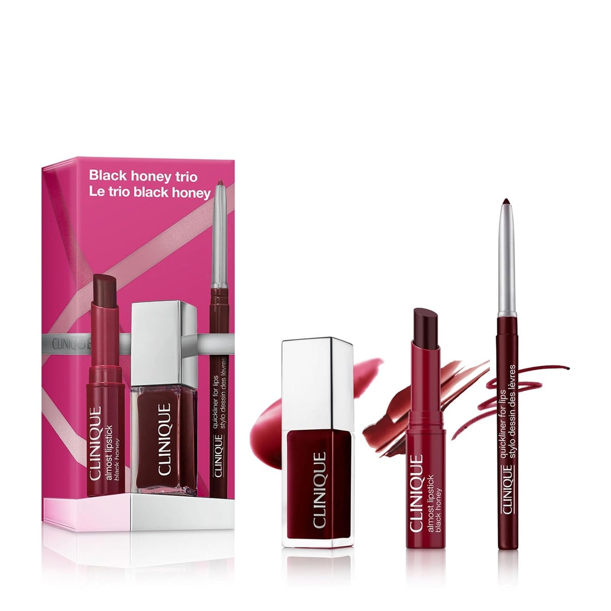 Clinique Black Honey Lip Gift Set with Almost Lipstick, Pop Lip + Cheek Oil, & Quickline Lip Liner | Gifts For Women
