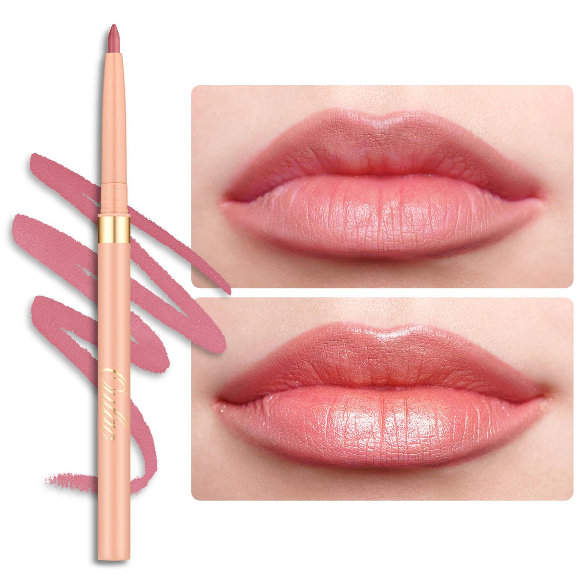 Oulac Brown Lip Liner Pencil, 2in1 Retractable Makup Crayon for Lipliner and Eyeliner, Highly Pigmented, Smooth, Long Lasting and Waterproof Formula, Vegan Beauty, 03 Teddy