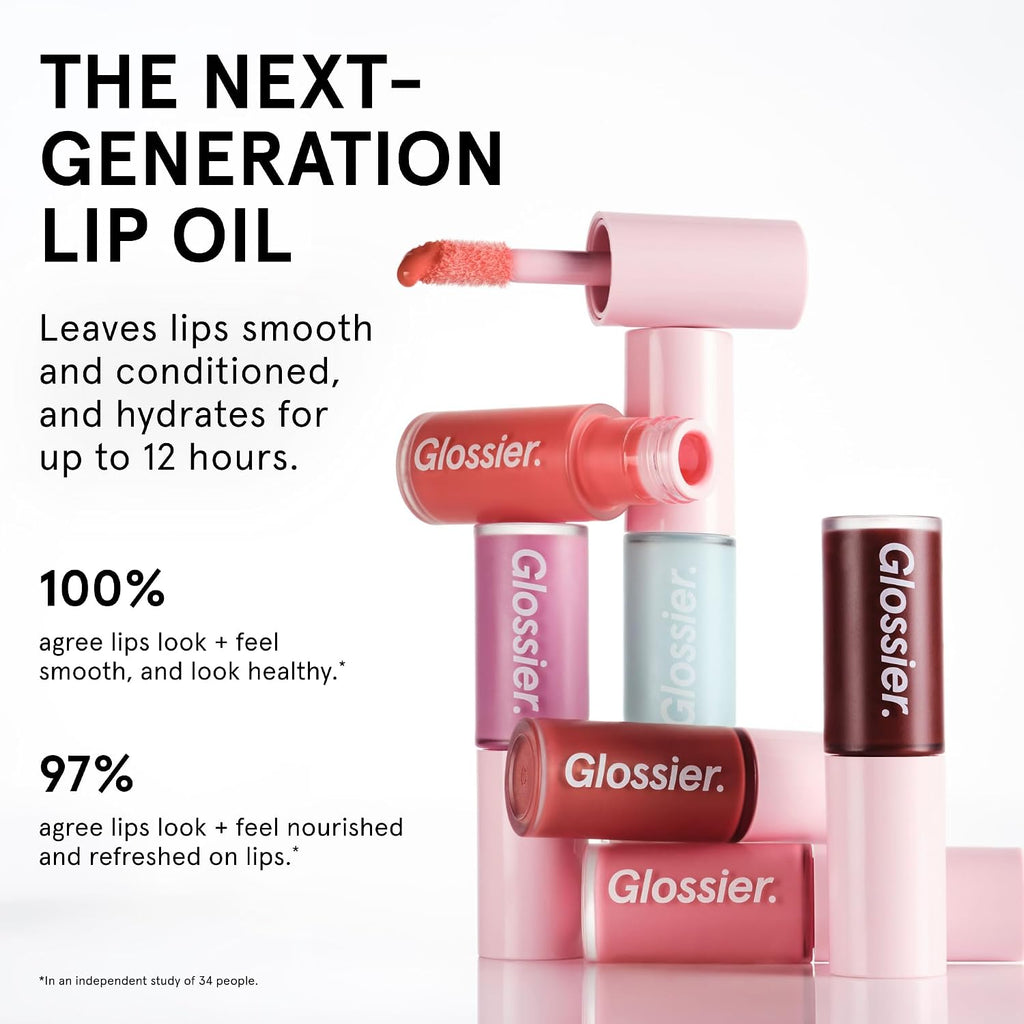Glossier Lip Glaze Cooling Lip Oil, Chilly Cool Baby Pink