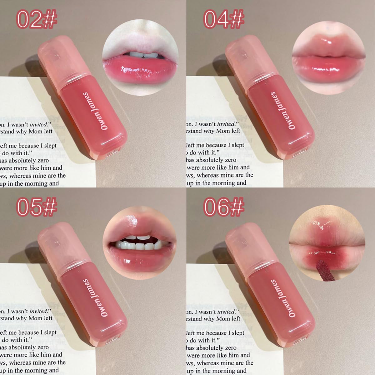 4Pcs Hydrating Lip Gloss Set,High Shine Glass Finish Korean Lip Glaze,Lip Moisturizing Plumping Lipgloss,Moisturizing Water Mirror Liquid Lipstick,Long-lasting Natural Makeup