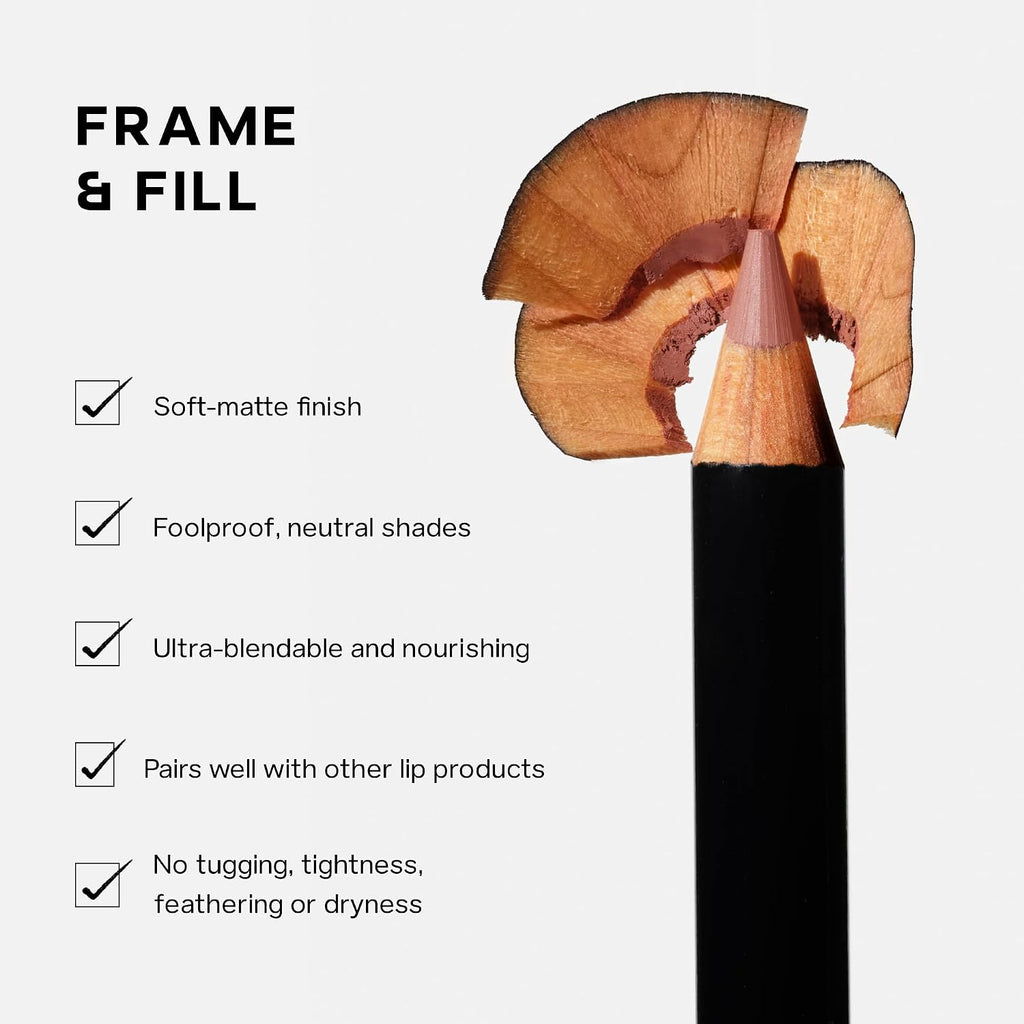 Saie Lip Liner 101 - Lip Pencil Made with a Creamy, Soft Matte Formula for a Naturally Framed or Fully Filled Look - Supercharged with Shea Butter & Jojoba Oil - Flirt (.05 oz)