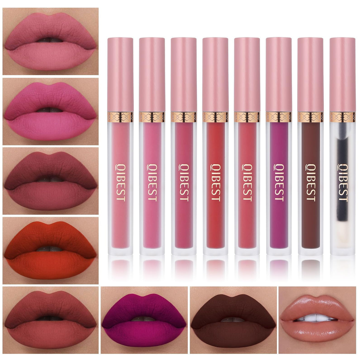 QiBest 12Pcs Creamy Lipstick Lip Liner Set, Pigmented Liner Pencils with Fine Tip for Shaping & Sculpting Lips, Matte Lipliner Lipsticvks Pack Makeup Gift Kit for Women & Girls, Long Lasting for 24hrs
