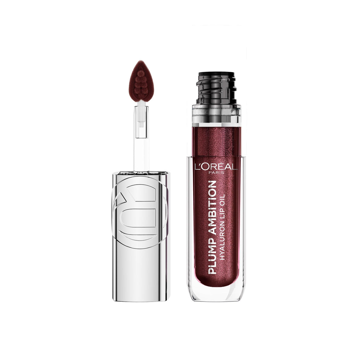 L'Oreal Paris Plump Ambition Hyaluron Lip Oil, 24 HR Lip Gloss with Hyaluronic Acid, Volumizing Formula with Glass-Like Shine, Cristal Clear 101, 0.16 Fl Oz