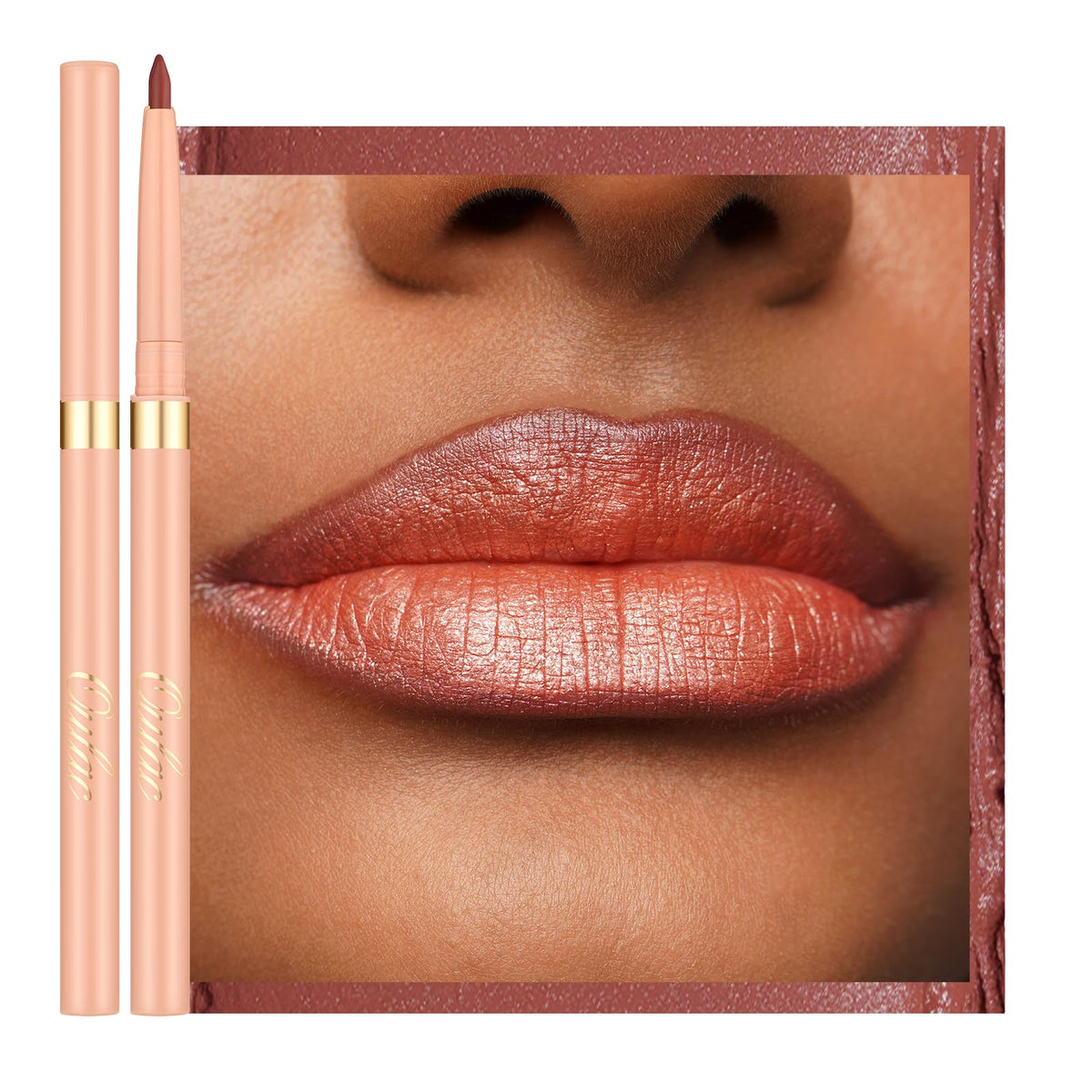 Oulac Brown Lip Liner Pencil, 2in1 Retractable Makup Crayon for Lipliner and Eyeliner, Highly Pigmented, Smooth, Long Lasting and Waterproof Formula, Vegan Beauty, 03 Teddy