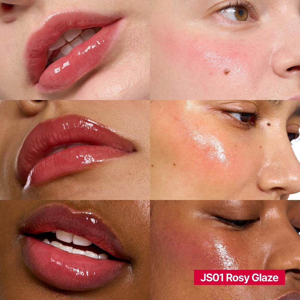 fwee Glowy Jelly Pot | Dewy Jelly Lip & Blush Color, Tinted Glow Balm, Dewy Buildable Finish – Rosy Glaze (Dusty Rose) | 0.14 oz