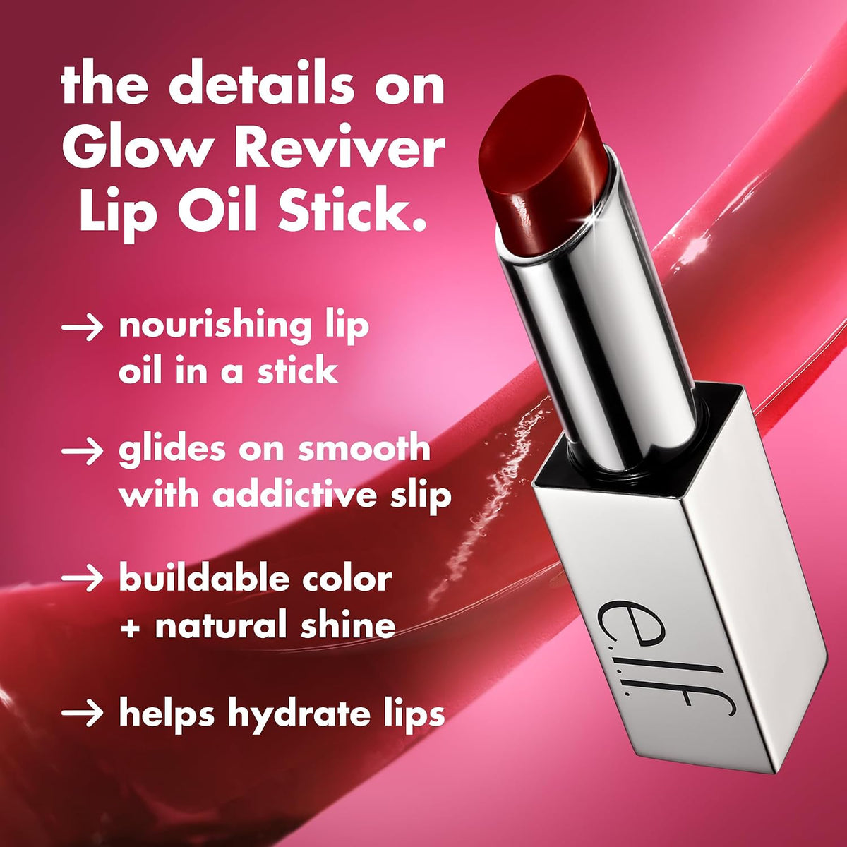 e.l.f. Glow Reviver Lip Oil Stick, Rose Latte