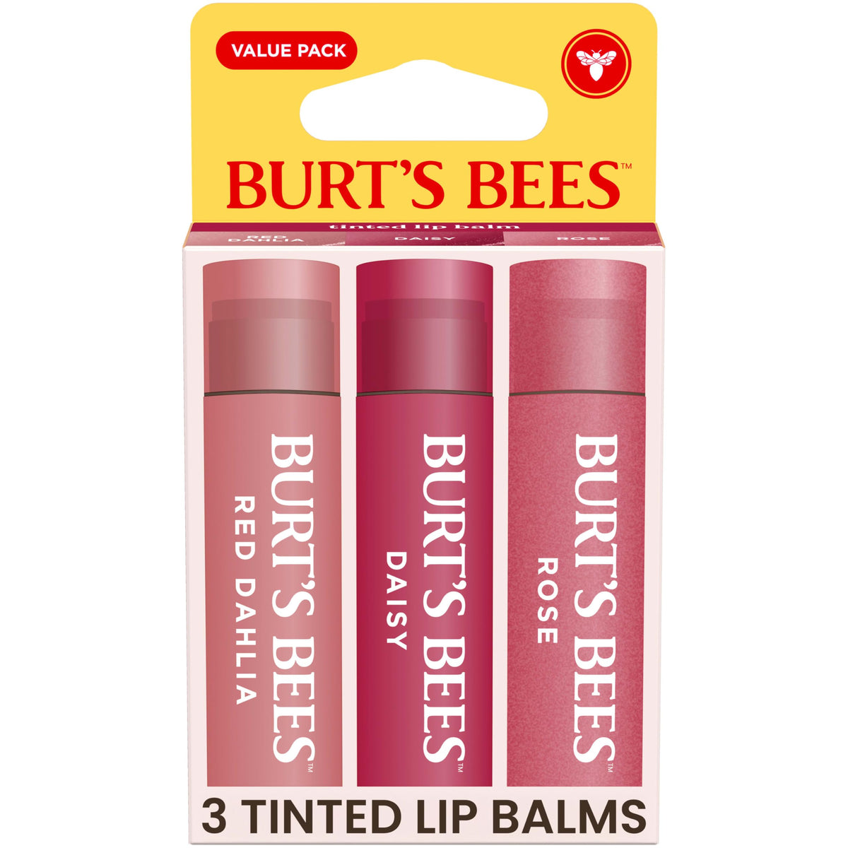 Burt's Bees Lip Tint Balm, Fiery Red Dahlia, 0.15 oz., 2 Tubes