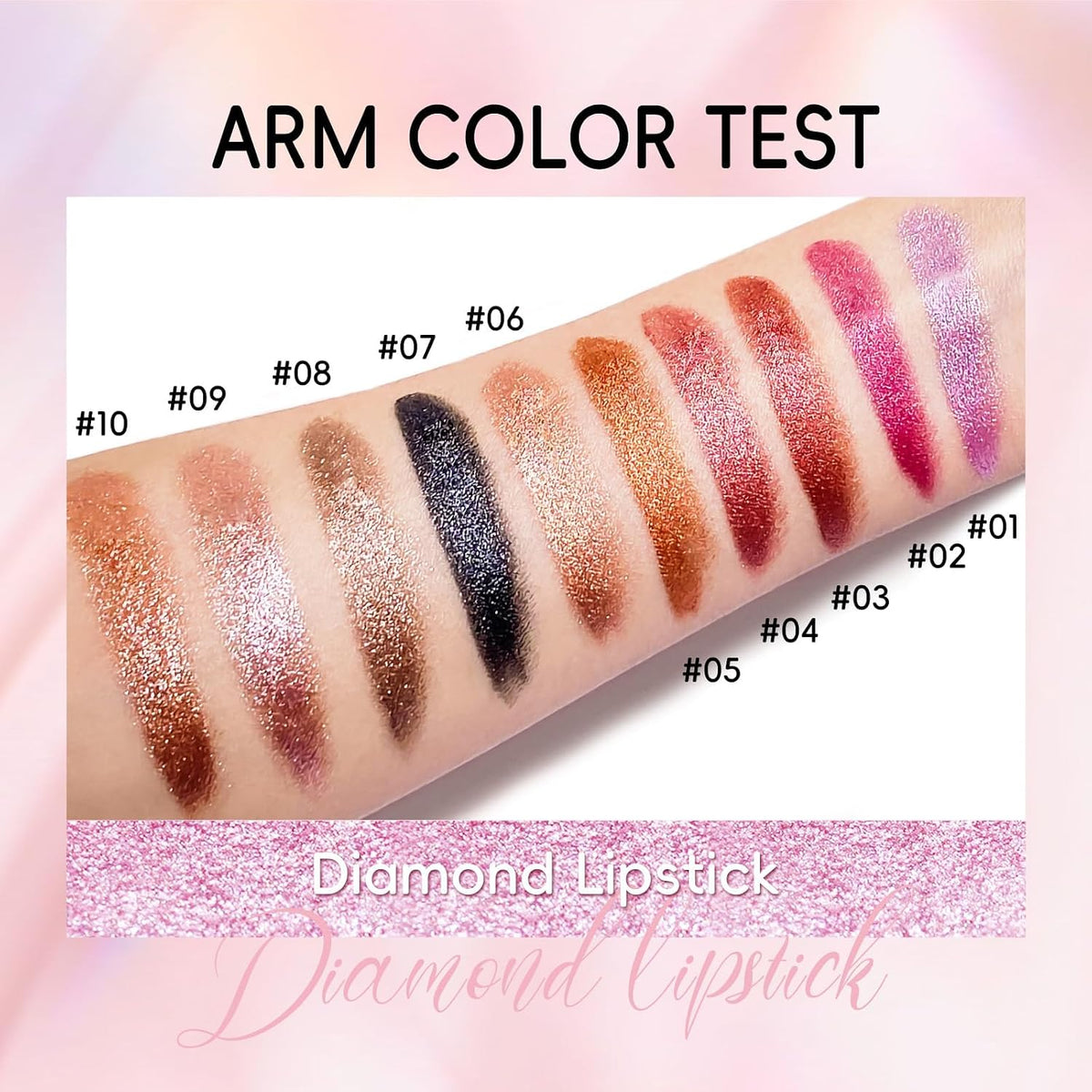 HOSAILY Metallic Pink Frost Glitter Lipstick for Women, Long Lasting High Shine Diamond Creamy Nude Light Pink Lipstick Transfer Proof,Shimmer High Impact Full Coverage Non Stick Cup Lip Makeup#1