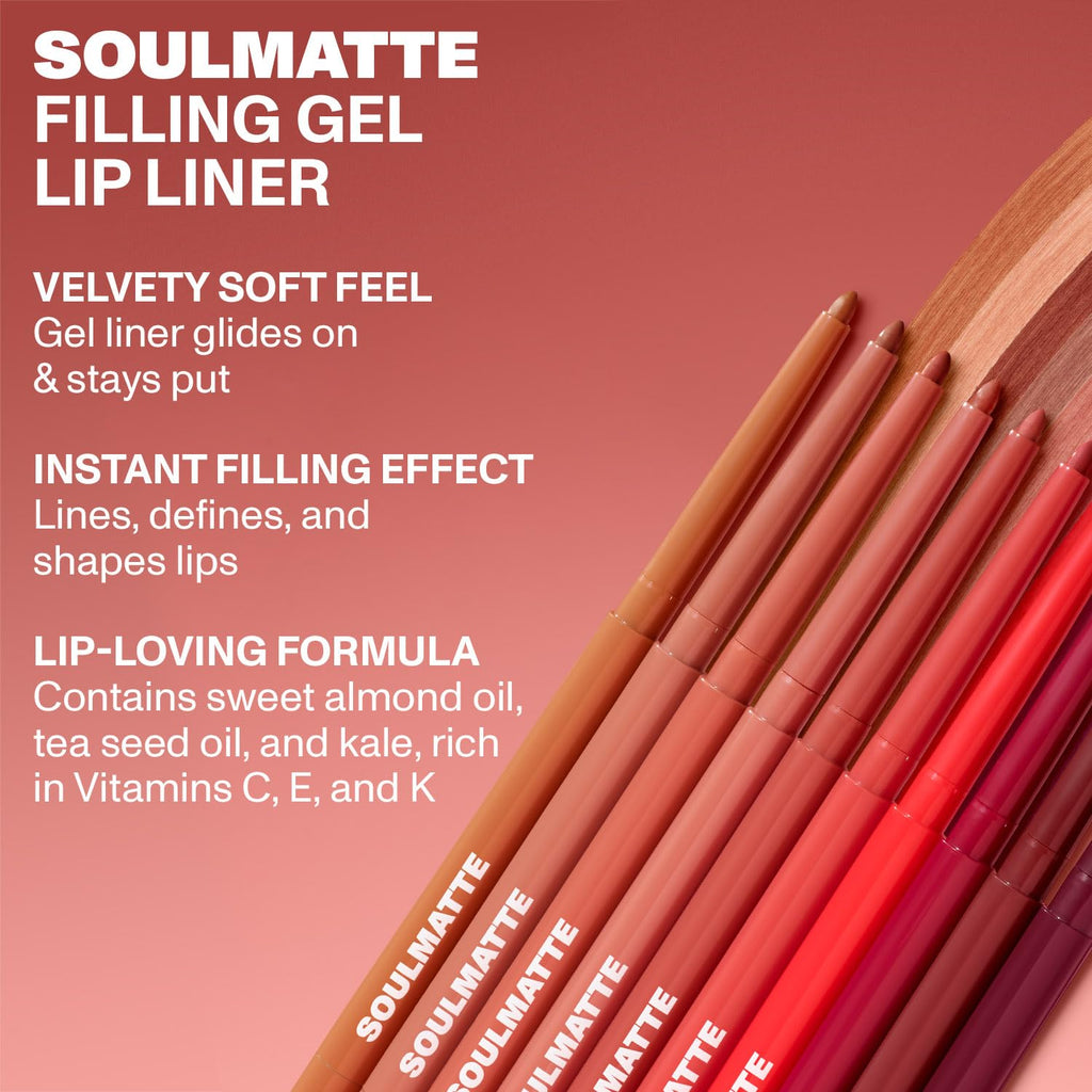 MORPHE Soulmatte Gel Lip Liner - Creamy Lip Pencil with a Matte Formula - Precision Contour Pencil with Sweet Almond & Tea Seed Oil for Long-Lasting Definition - Other Half (0.007 oz)