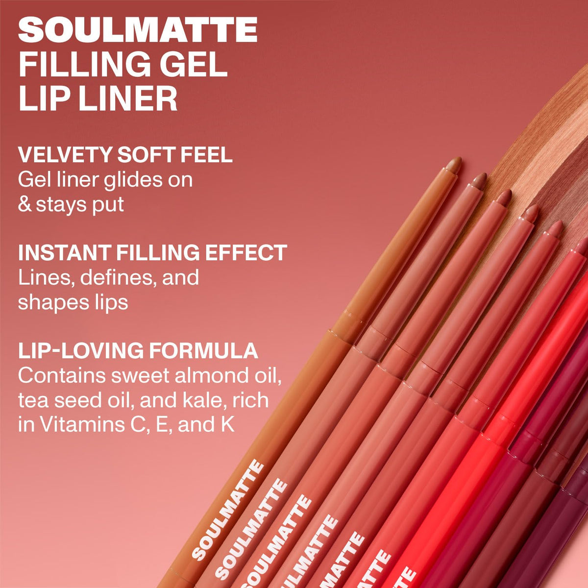 MORPHE Soulmatte Gel Lip Liner - Creamy Lip Pencil with a Matte Formula - Precision Contour Pencil with Sweet Almond & Tea Seed Oil for Long-Lasting Definition - Other Half (0.007 oz)