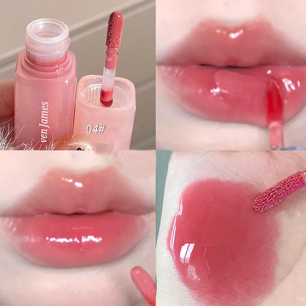 4PCS Hydrating Lip Gloss Set, High Shine Glass Finish Korean Lip Glaze