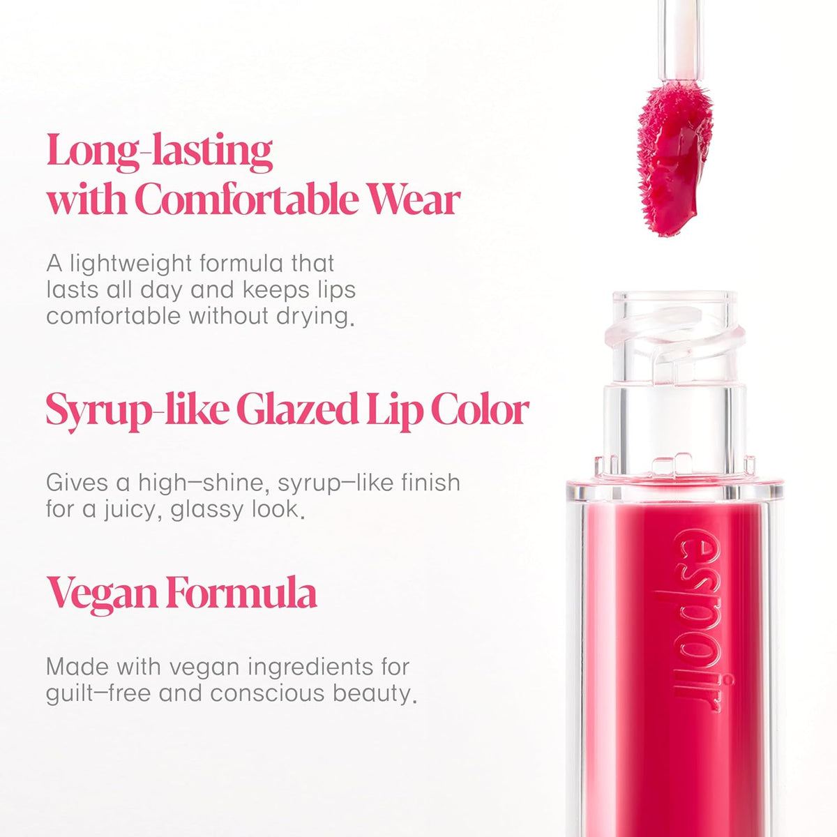 Espoir Couture Lip Tint Glaze #17 Ginger Peach | Volumizing Lip Stain with Juicy Texture, Long-Lasting & Vibrant Colors, Moisturizing & Hydrating, Glossy Formula, Vegan, Korean Makeup, 0.14 oz
