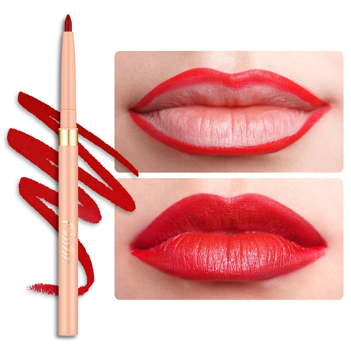 Oulac Brown Lip Liner Pencil, 2in1 Retractable Makup Crayon for Lipliner and Eyeliner, Highly Pigmented, Smooth, Long Lasting and Waterproof Formula, Vegan Beauty, 03 Teddy