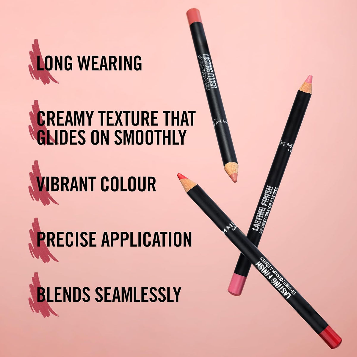 Rimmel Lasting Finish 8HR Soft Lip Liner Pencil - Vibrant, Blendable Formula to Lock Lipstick in Place for 8 Hours - 850 Underground, .04oz