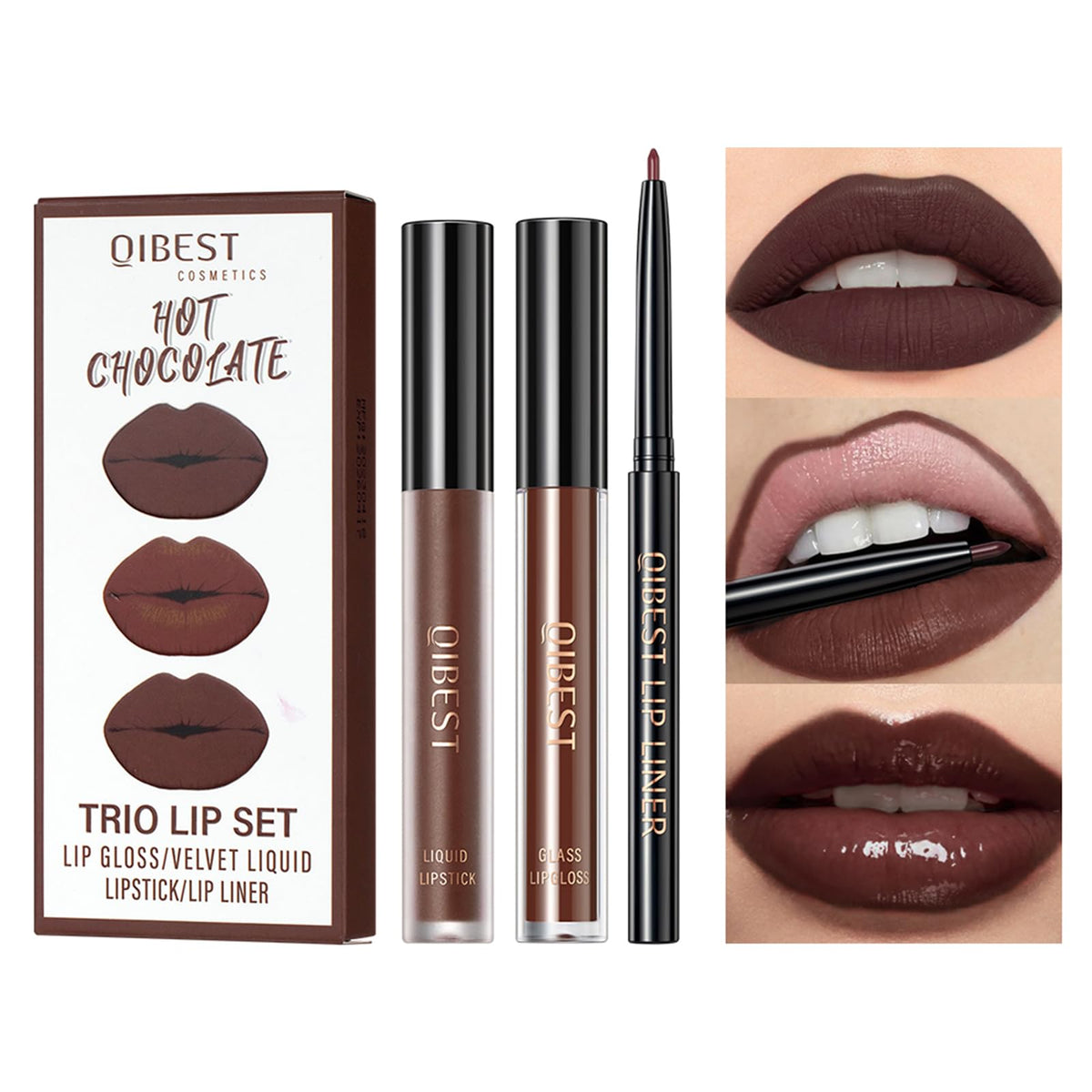 QiBest 12Pcs Creamy Lipstick Lip Liner Set, Pigmented Liner Pencils with Fine Tip for Shaping & Sculpting Lips, Matte Lipliner Lipsticvks Pack Makeup Gift Kit for Women & Girls, Long Lasting for 24hrs