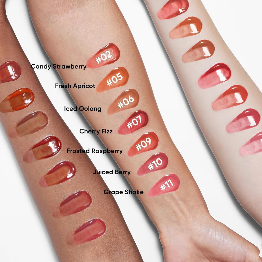 JUDYDOLL Ice Watery Lip Gloss, Moisturizing Liquid Lipstick with Hyaluronic Acid & Collagen,Long-lasting Mirror Lip Glazes with Iron Applicator(#10 Juiced Berry)
