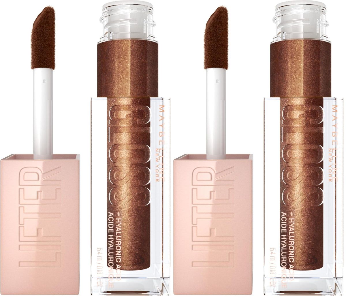 Maybelline Lifter Gloss, Hydrating Lip Gloss with Hyaluronic Acid, Ice, Pink Neutral, 0.18 Ounce
