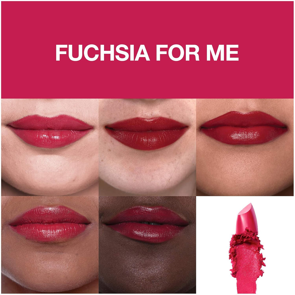 Maybelline Color Sensational Made for All Lipstick, Crisp Lip Color & Hydrating Formula, Fuchsia For Me, Bright Pinky Red, 1 Count