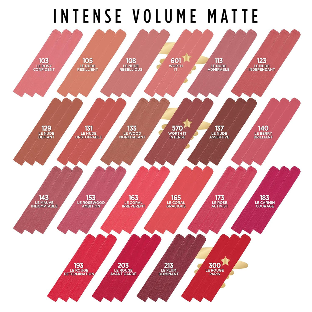 L'Oreal Paris Colour Riche Intense Volume Matte Lipstick, Lip Color Infused with Hyaluronic Acid for up to 16hr All Day Comfort, Le Wood Nonchalant, 0.06 Oz