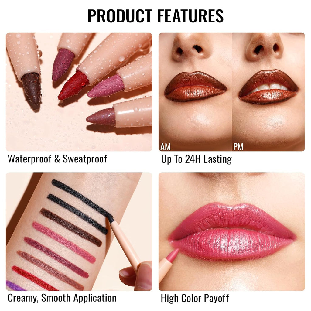 Oulac Brown Lip Liner Pencil, 2in1 Retractable Makup Crayon for Lipliner and Eyeliner, Highly Pigmented, Smooth, Long Lasting and Waterproof Formula, Vegan Beauty, 03 Teddy