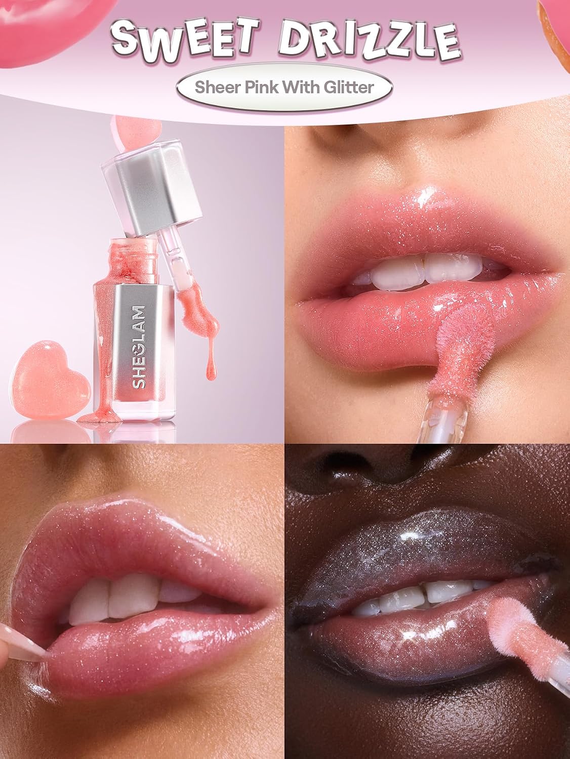 SHEGLAM Glass Lock Air Gloss High Shine Finish Moisturizing Lip Gloss-Sweet Drizzle