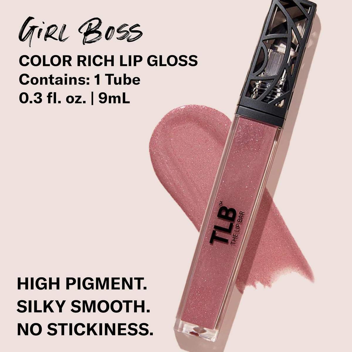 The Lip Bar - Lip Gloss, Girl Boss (Muted Pink Shimmer) - Gloss Up Color Rich - Smooth, Not Sticky Formula - Coconut Oil, Olive Oil, Argan Oil & Vitamin E - Vegan & Cruelty Free - .30 fl oz