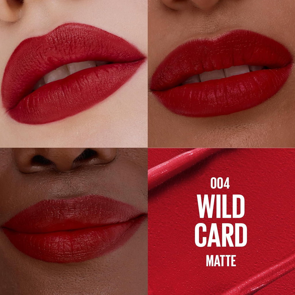 MAYBELLINE Serum Lipstick, Hydrating Lip Makeup with 8HRs of Lip Plumping Moisture with Hyaluronic Acid + Oil Blend, Wild Card (Midtone Red Matte)