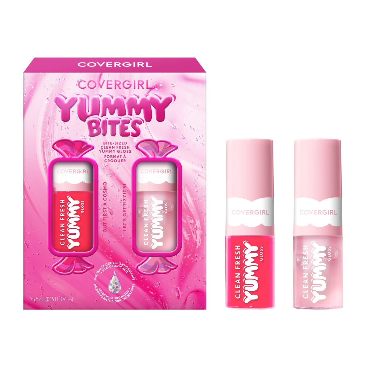 COVERGIRL Clean Fresh Yummy Lip Gloss, Sheer, Natural Scents, Vegan Formula - 100 Let's Get Fizzical, 0.33 fl oz