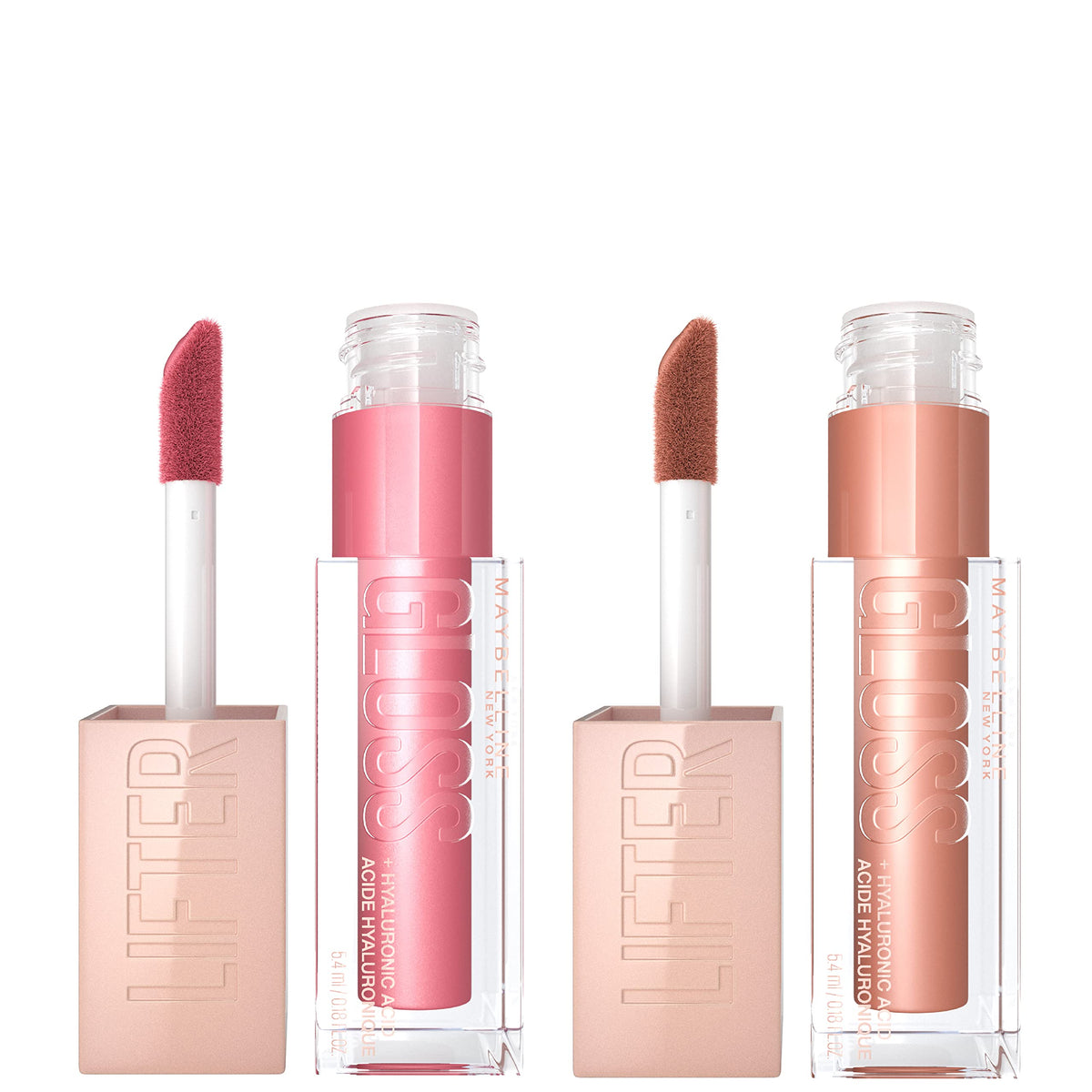 Maybelline Lifter Gloss, Hydrating Lip Gloss with Hyaluronic Acid, Ice, Pink Neutral, 0.18 Ounce