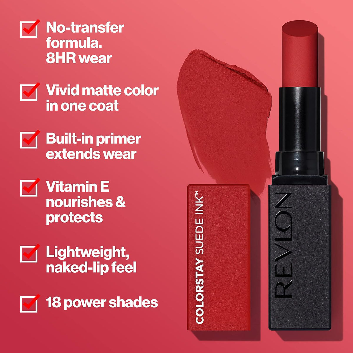 Revlon ColorStay Suede Ink Lipstick, 009 In Charge, 0.09 oz