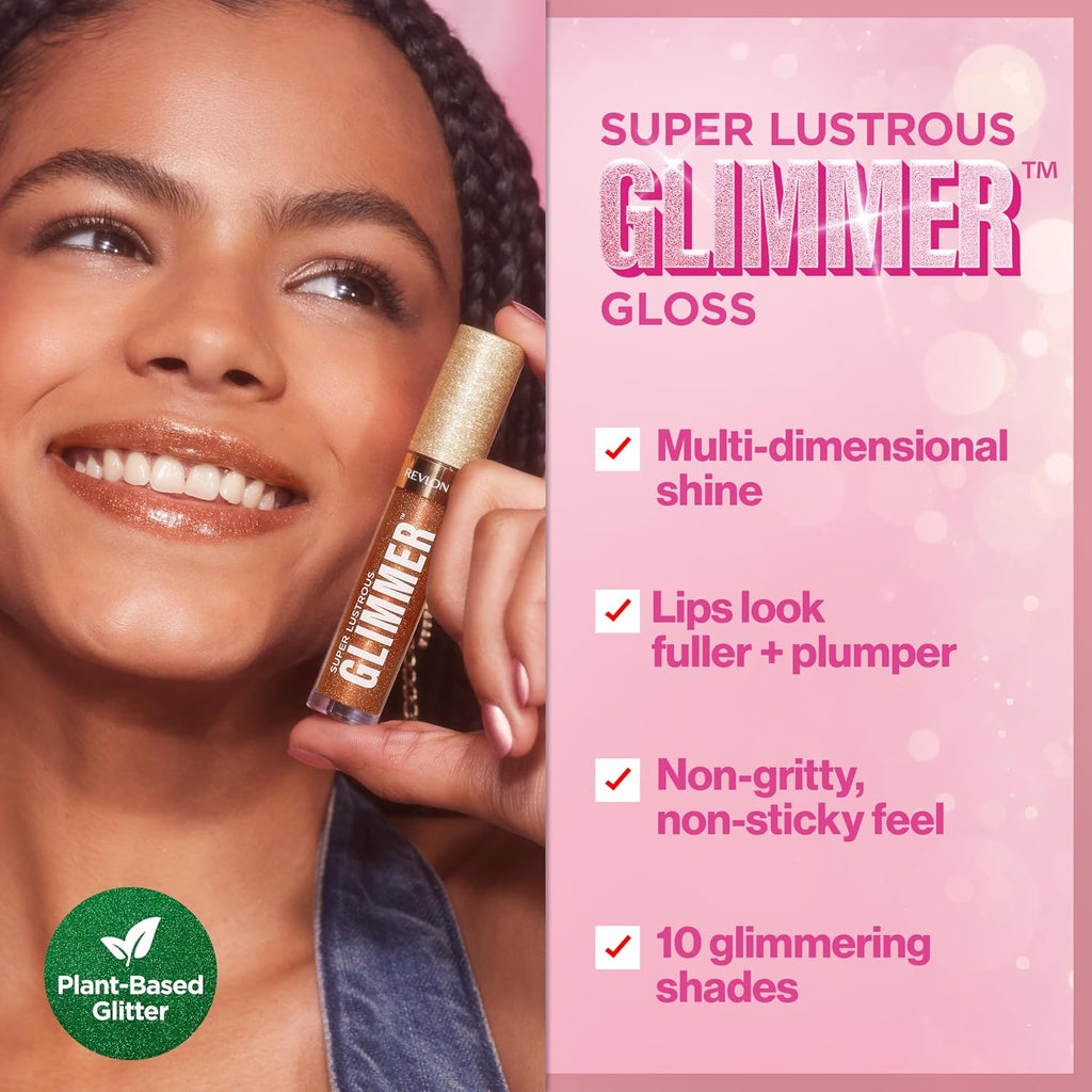 REVLON Super Lustrous Glimmer Gloss, 001 Diamond Drama, 0.13 fl oz