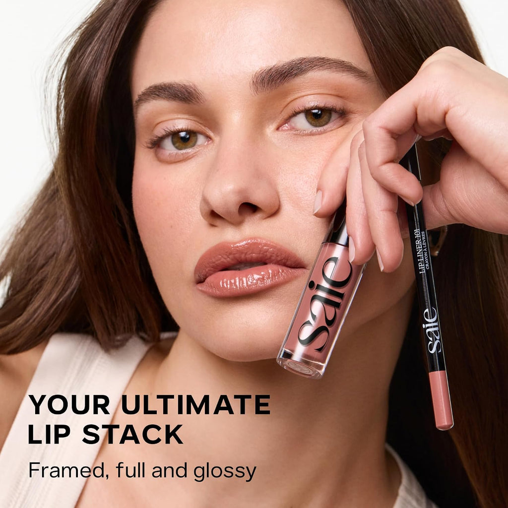Saie Lip Liner 101 - Lip Pencil Made with a Creamy, Soft Matte Formula for a Naturally Framed or Fully Filled Look - Supercharged with Shea Butter & Jojoba Oil - Flirt (.05 oz)