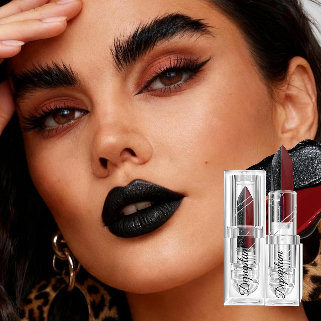 Depuplum Black Lipstick Glitter Red Lipstick Ombre Lips Dual Tone