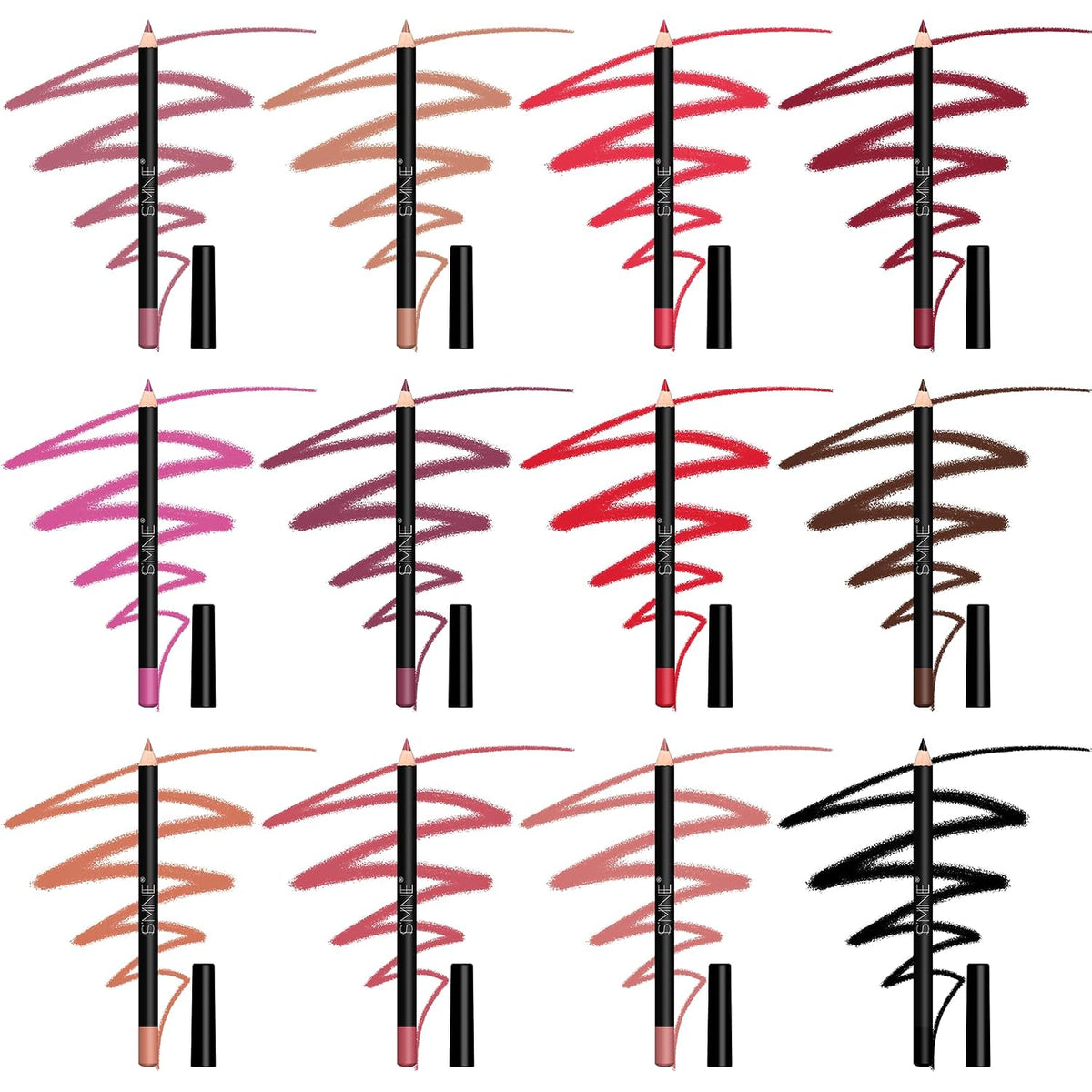 Matte Lip Liner Pencil Set, 12 Assorted Colors, Color Set -1