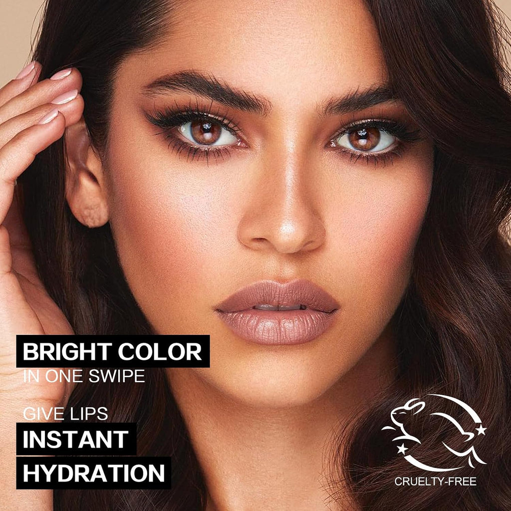 FOCALLURE Metallic Lipstick - Sparkle Glitter Finish, High Pigment Nude