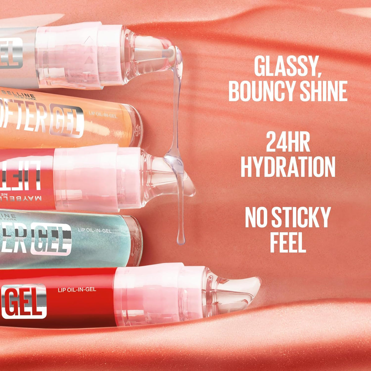 MAYBELLINE Lifter Oil-in-Gel Lip Gloss for Glassy, Bouncy Shine, Hydrating, Tinted Lip Balm and Moisturizer with Hyaluronic Acid and Passionfruit Oil, Mintini (Crystal Clear)