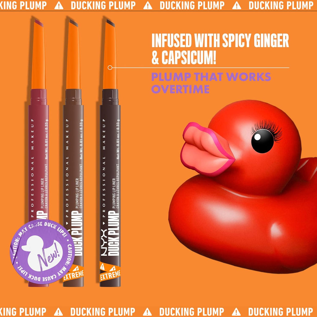 NYX PROFESSIONAL MAKEUP Duck Plump Plumping Lip Liner, Matte Pencil With Up To 10HR Wear, Nude Flip (Nude Lip Liner)